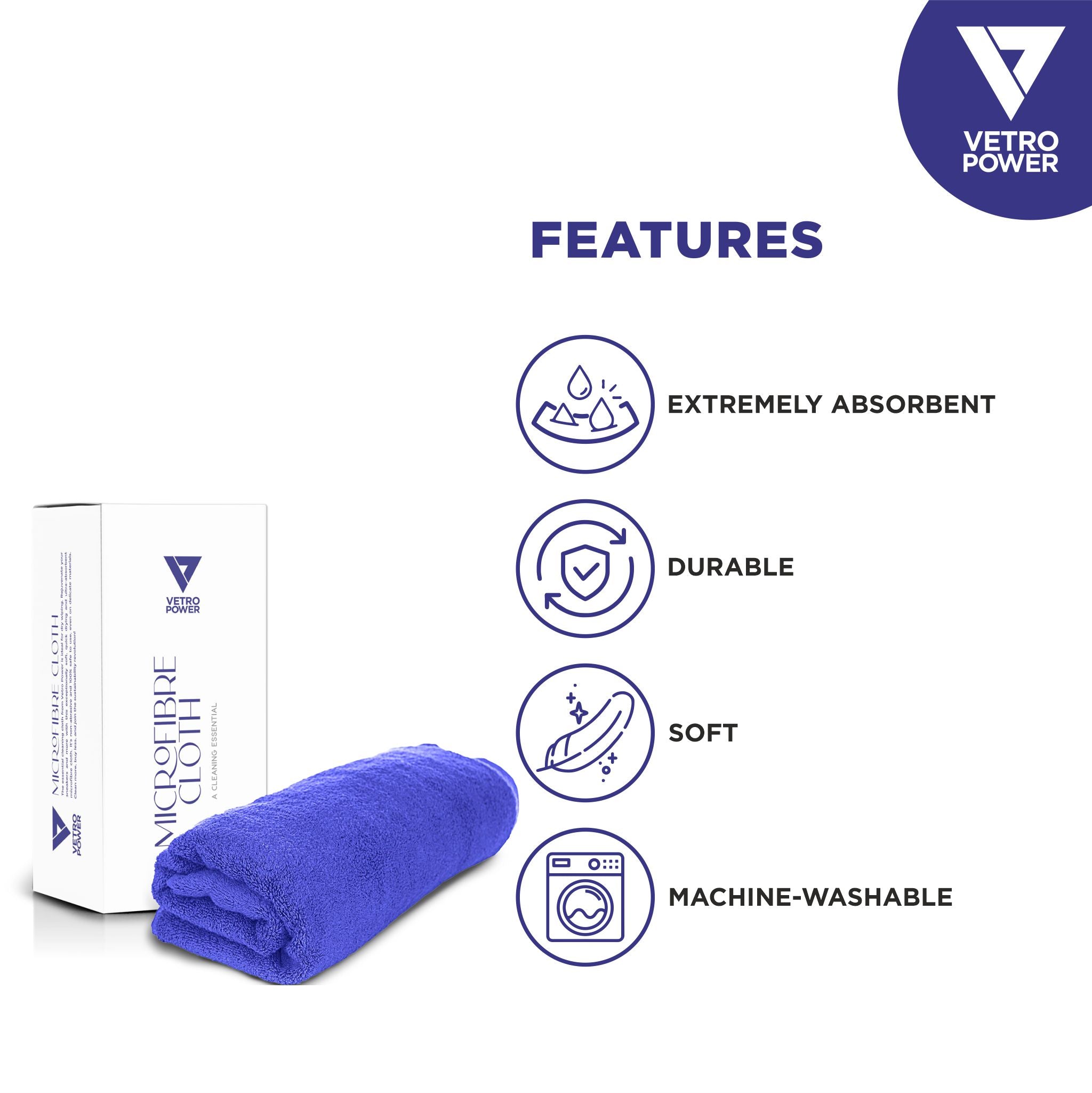 Features of vetro power microfiber cloth