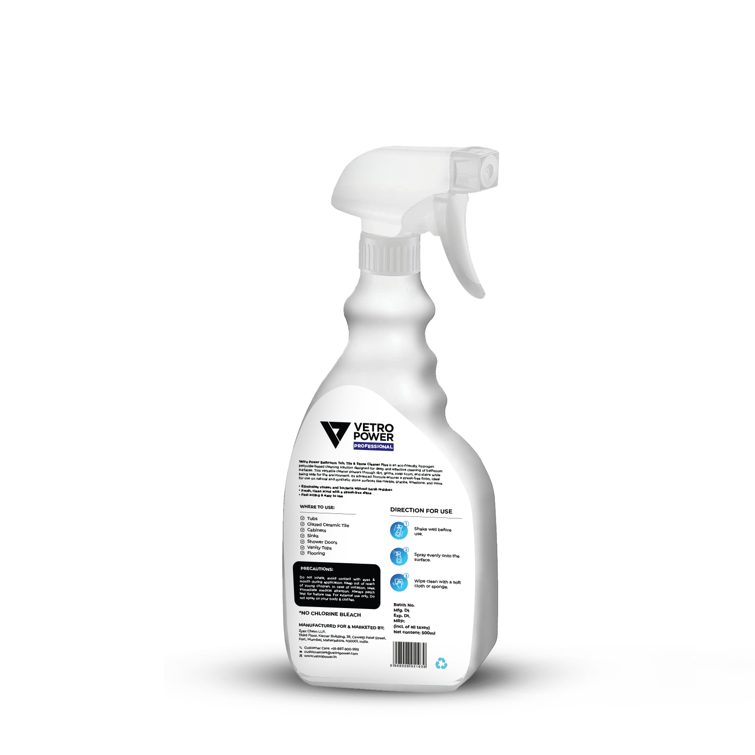 Vetro Power Professional Bathroom Tub, Tile & Stone Cleaner Plus