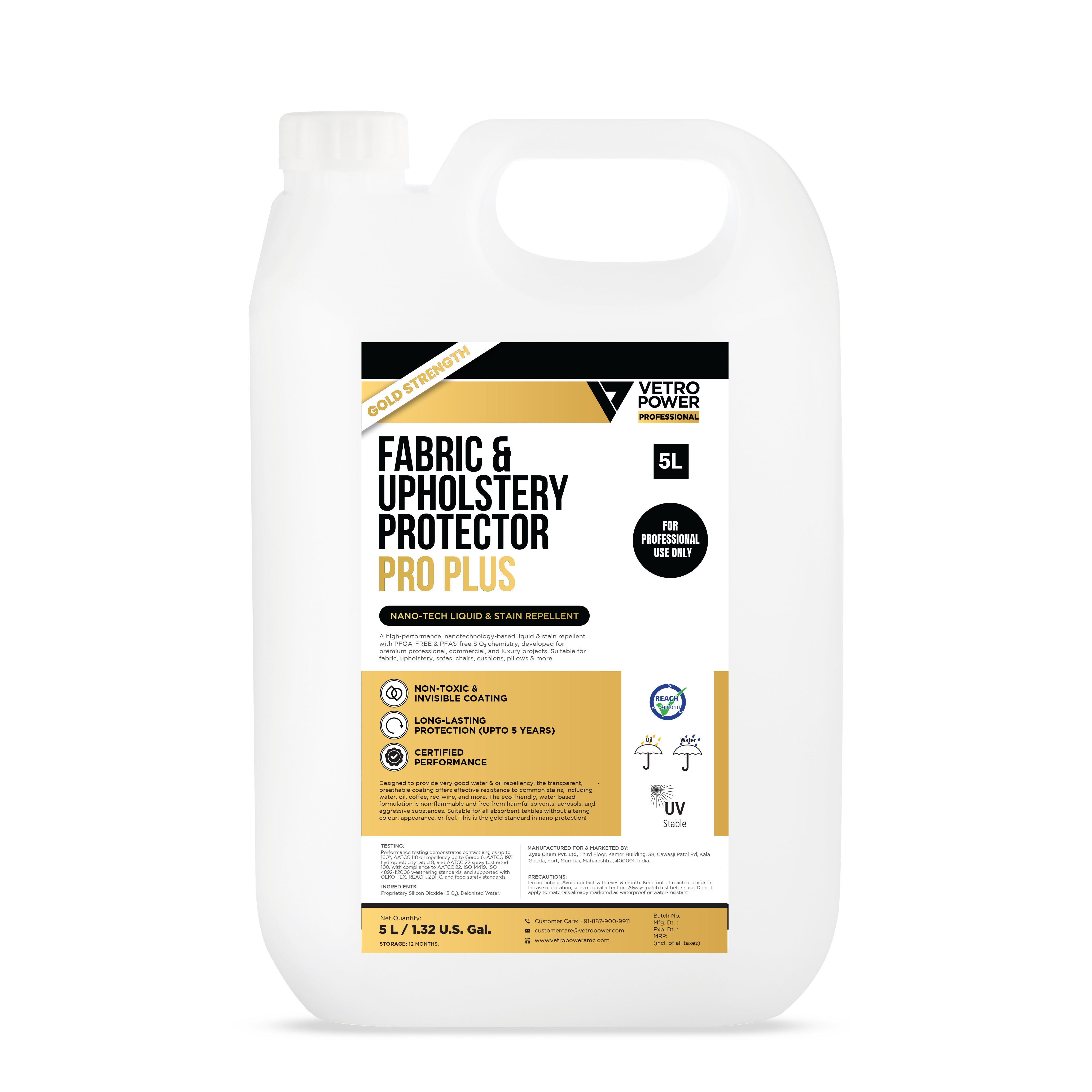 Vetro Power Professional Fabric & Upholstery Protector Pro Plus 5L