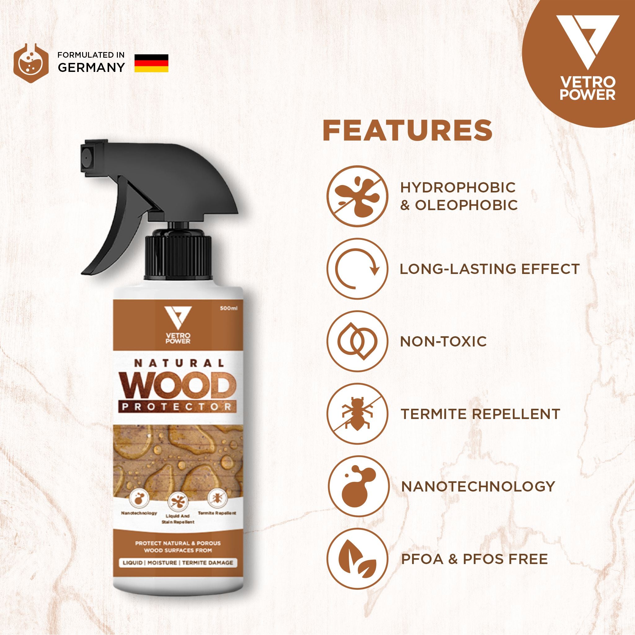 Vetro Power Natural Wood Protector Spray