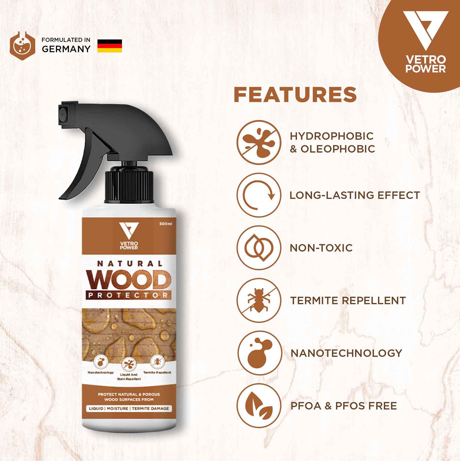 Vetro Power Natural Wood Protector Spray