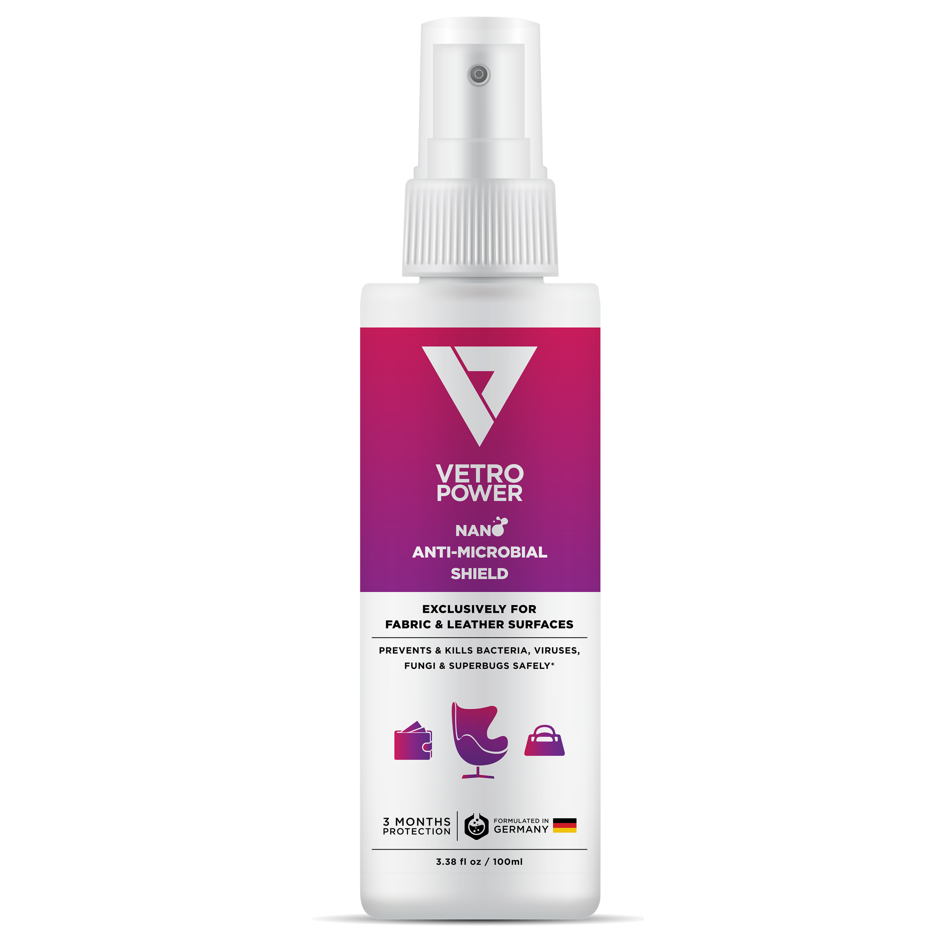 Vetro Power Nano Anti-Microbial Shield for Fabric & Leather Surfaces 100ml