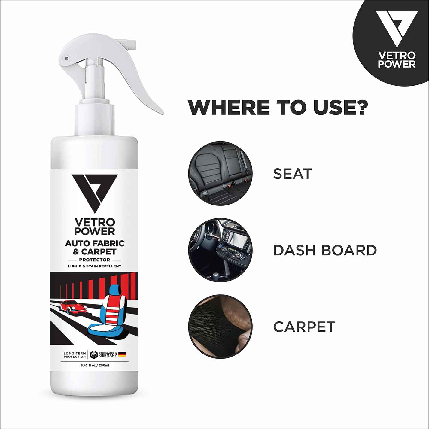 Vetro Power Auto Fabric and Carpet Protector