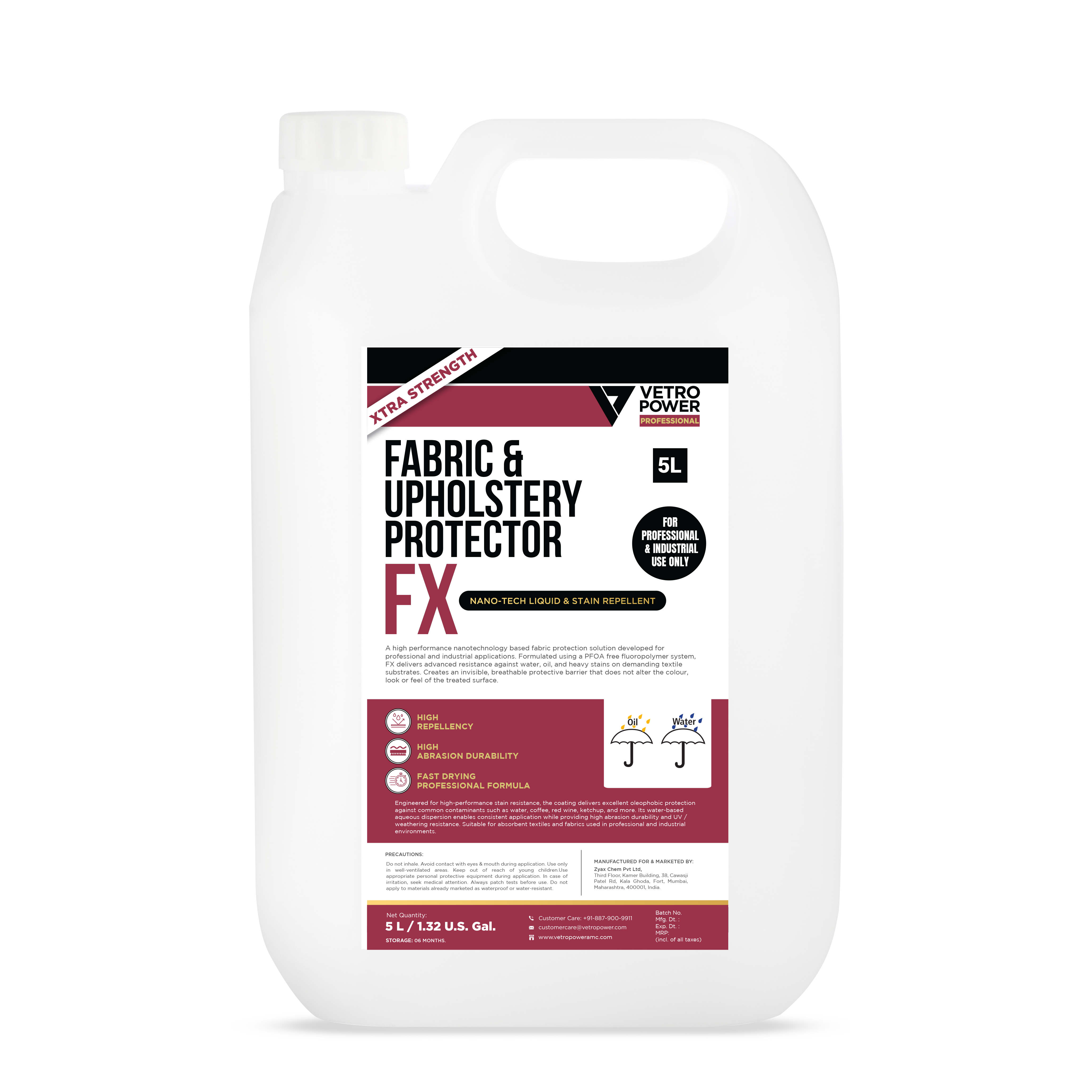 Vetro Power Professional Fabric & Upholstery Protector FX 5L