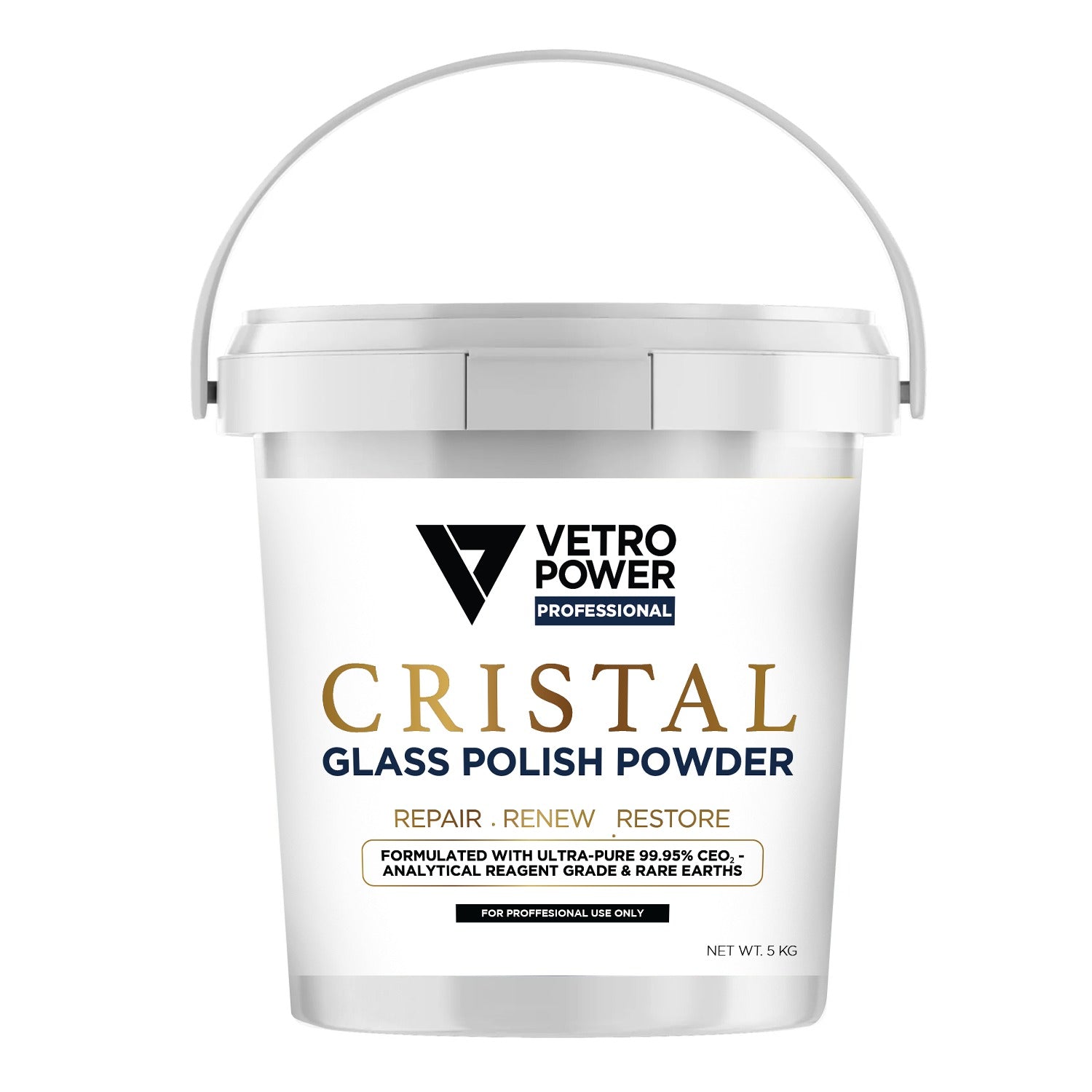 Vetro Power Glass Polish Powder 5kg | 99.95% Cerium Oxide Glass Polishing Compound
