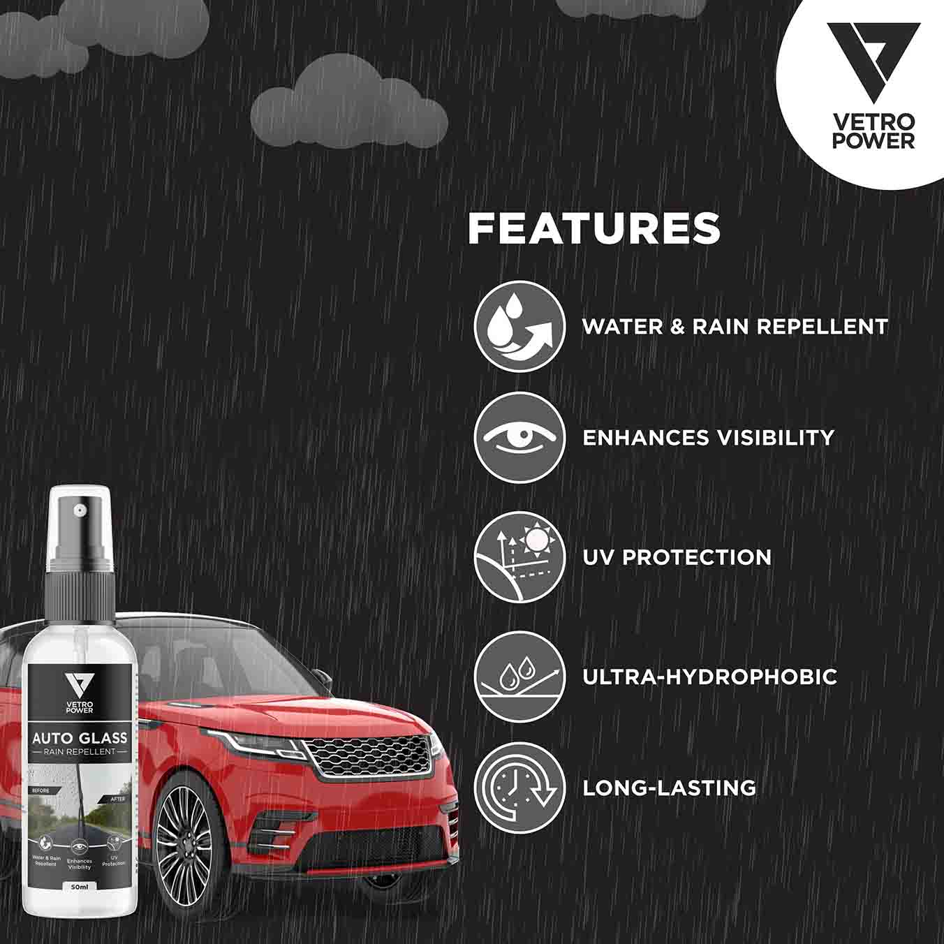 Vetro Power Auto Glass Rain Repellent