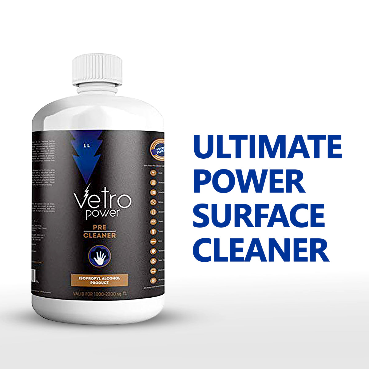 Vetro Power Pre-Cleaner 1 Litre - 99.99% Isopropyl Alcohol (pack of 2, 2 Litres)