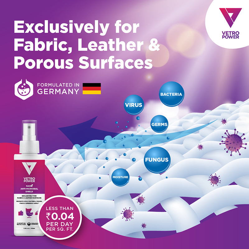 Vetro Power Nano Anti-Microbial Shield for Fabric & Leather Surfaces 100ml Features