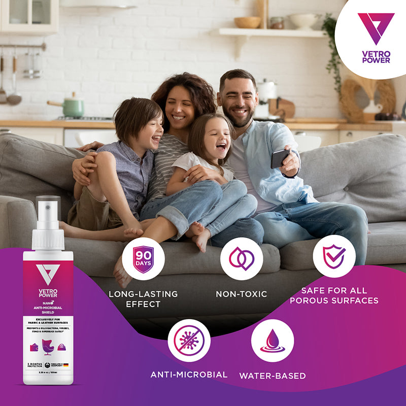 Vetro Power Nano Anti-Microbial Shield for Fabric & Leather Surfaces 100ml for homes