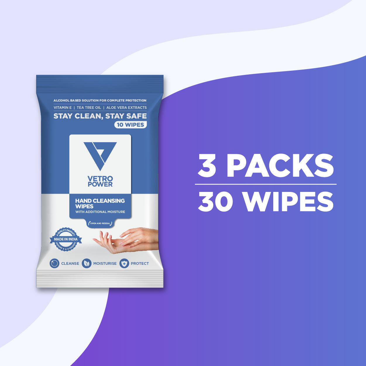 Vetro Power Hand Cleansing Wipes