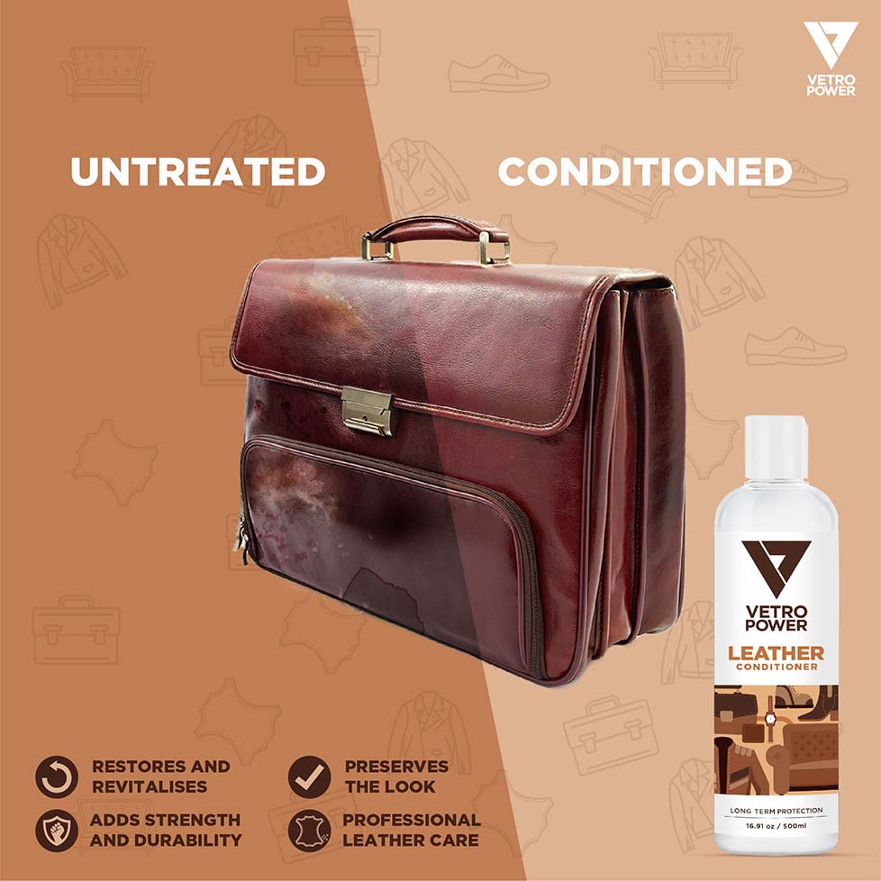 Vetro Power Leather Conditioner Untreated vs Conditioned